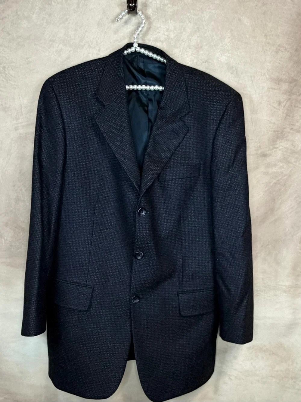 Men's Black Textured Sport Coat Blazer - Classic Three-Button
